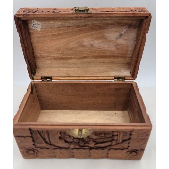 Vintage Chinese Camphor Wood Hand Carved Hinged Box 10X6X6 - Picture 10 of 15